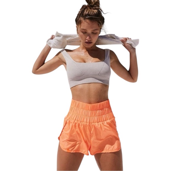 Free People Pants - Free People Movement The Way Home High Rise Burning Up Neon Orange Shorts